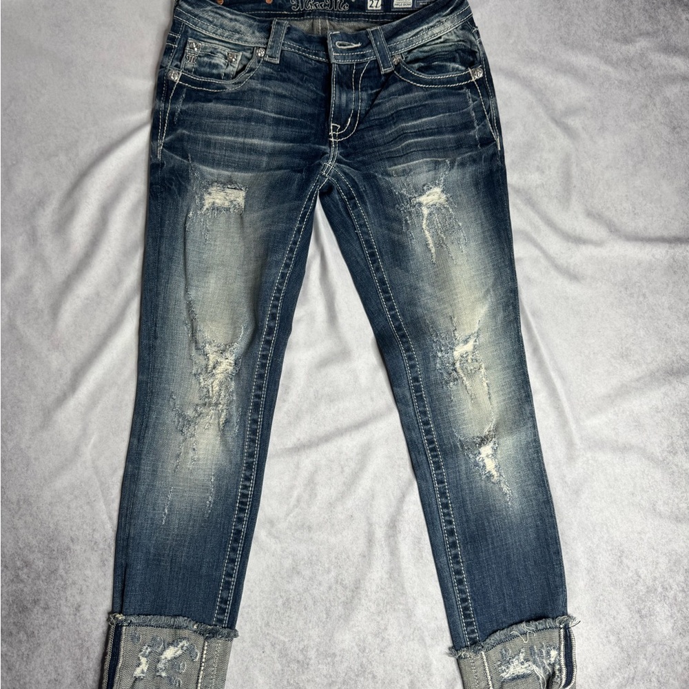 Stylish Distressed Blue Jeans